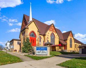 Church-At-st-Marys-PA-with-sign-scaled