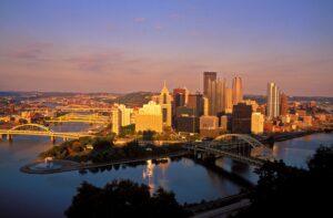 City,Skyline,At,Sunset,,Pittsburgh,,Pennsylvania,,United,States,Of,America,